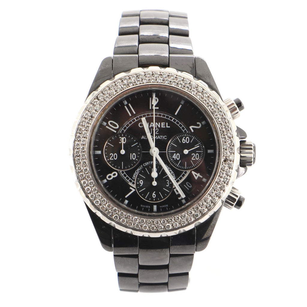J12 Chronograph Automatic Watch Ceramic and Stainless Steel with Diamond Bezel 41