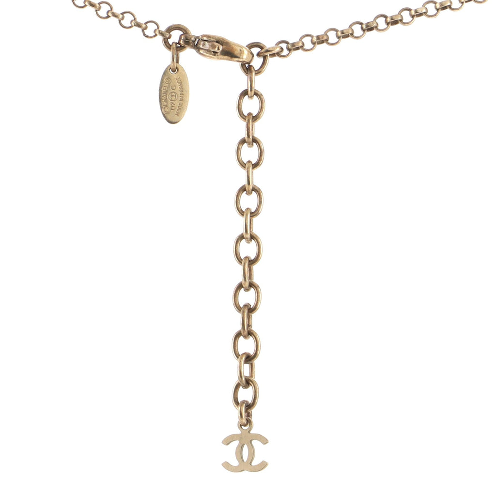 CC Pendant Necklace Metal with Resin and Crystals