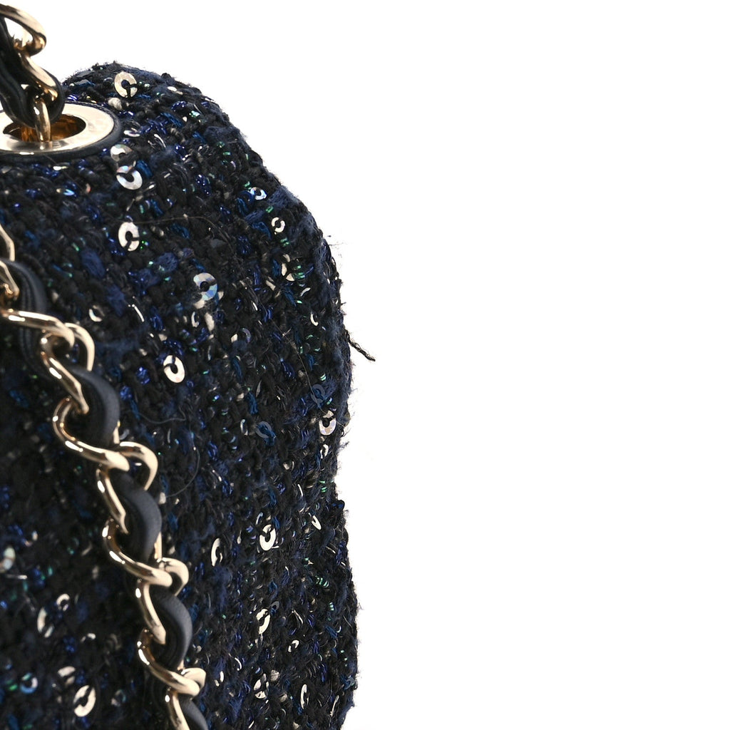 Tweed Mini Pearl Handle Flap Black Ecru