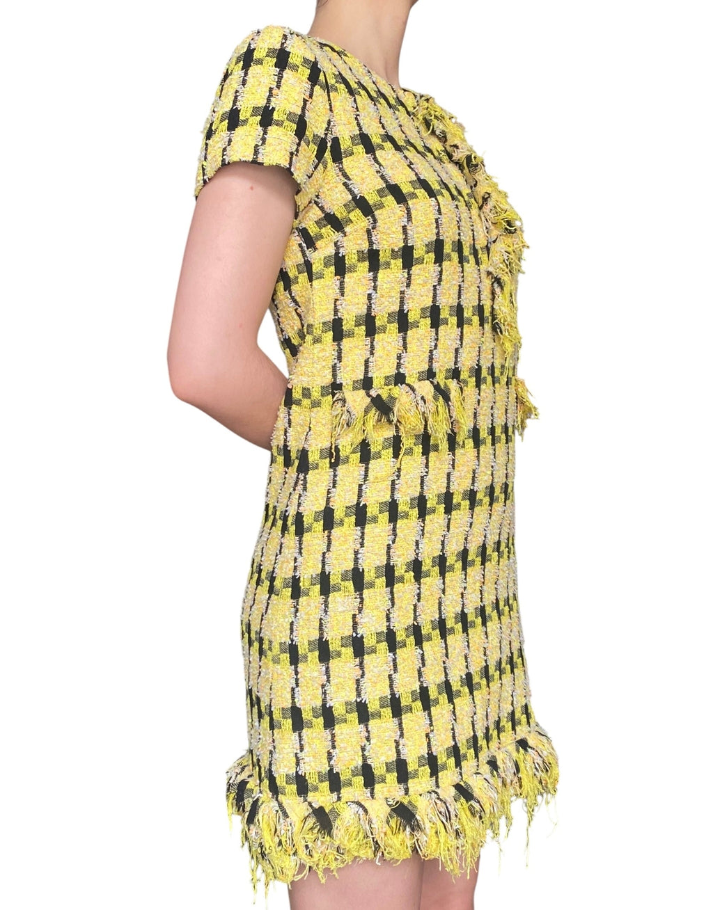 Moschino Yellow Tweed Shift Dress - US 6