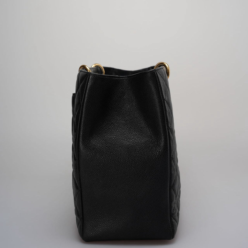 Chanel Large Grand Shopping Tote Black GST Bag in Caviar Leather with Gold Hardware