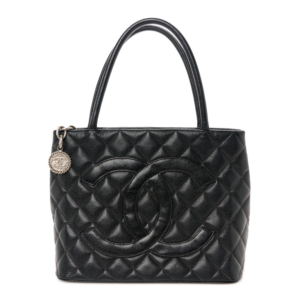 Caviar Quilted Medallion Tote Black