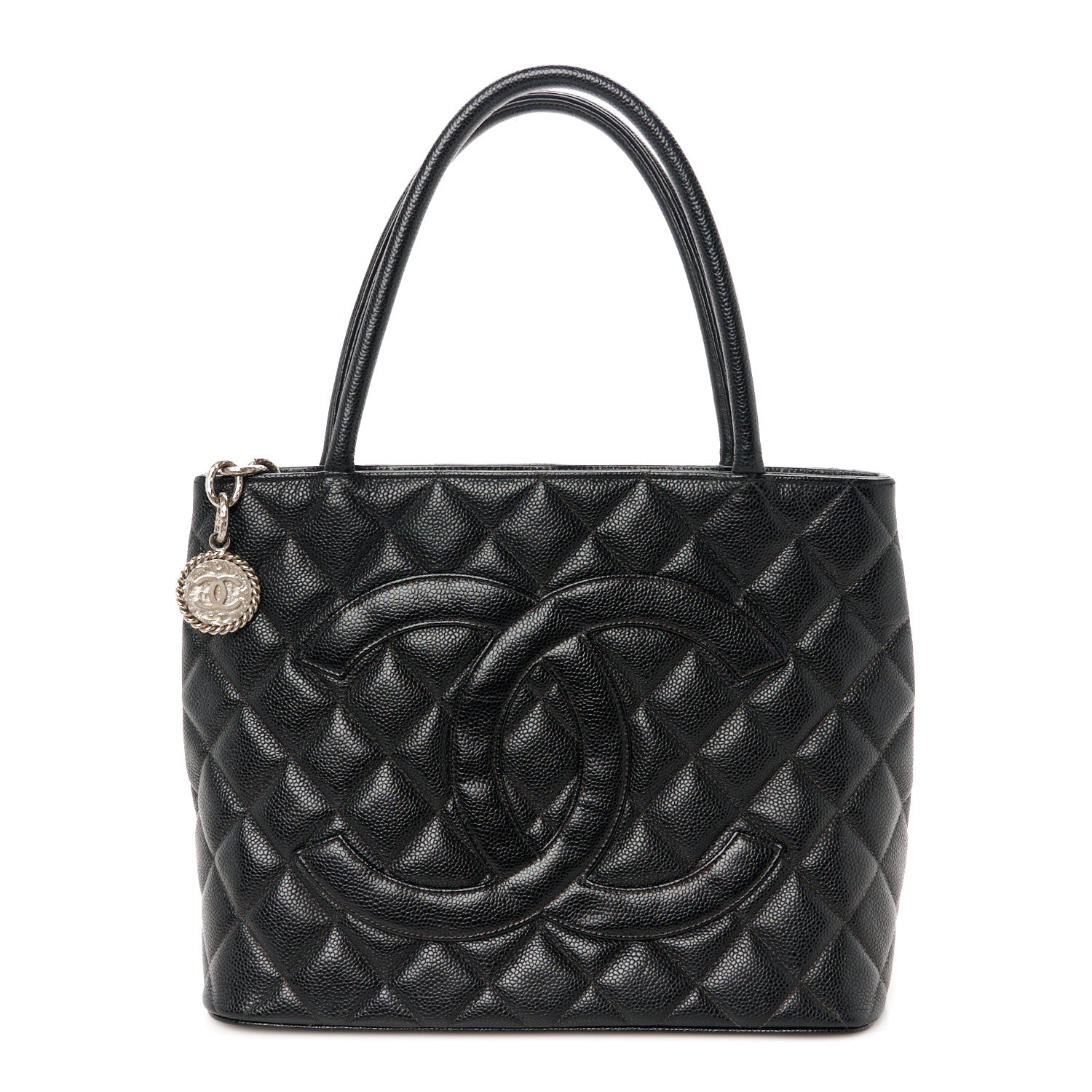 Caviar Quilted Medallion Tote Black