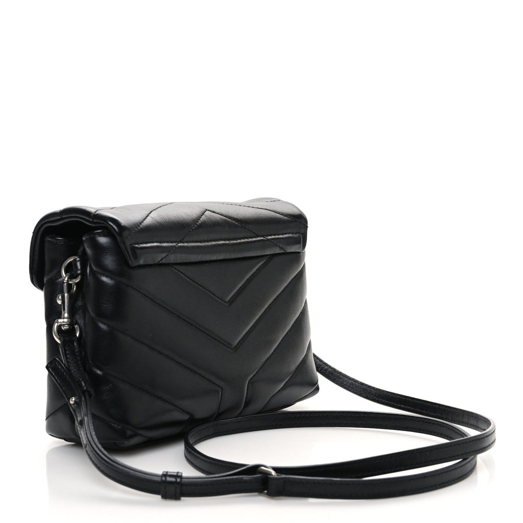 Calfskin Y Quilted Monogram Toy Loulou Crossbody Bag Black