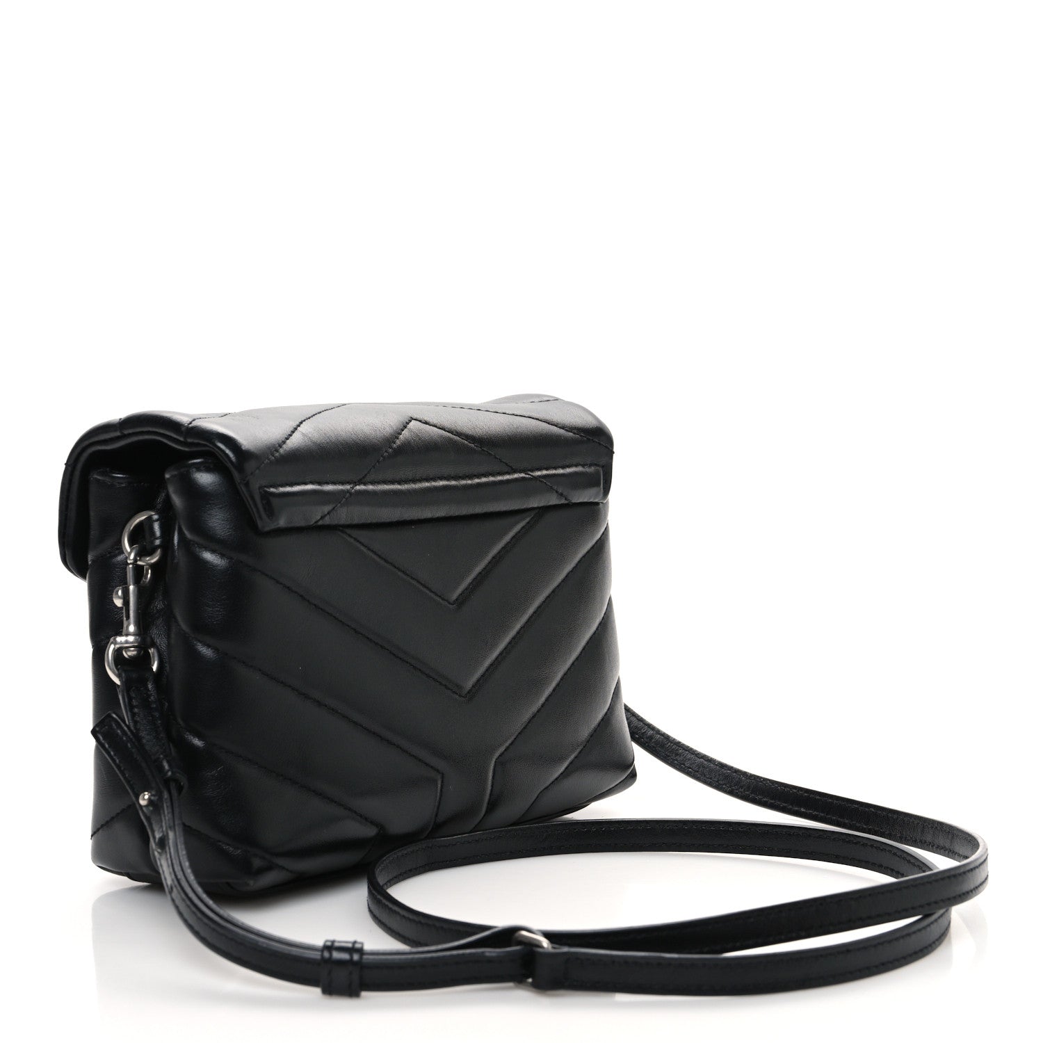 Calfskin Y Quilted Monogram Toy Loulou Crossbody Bag Black