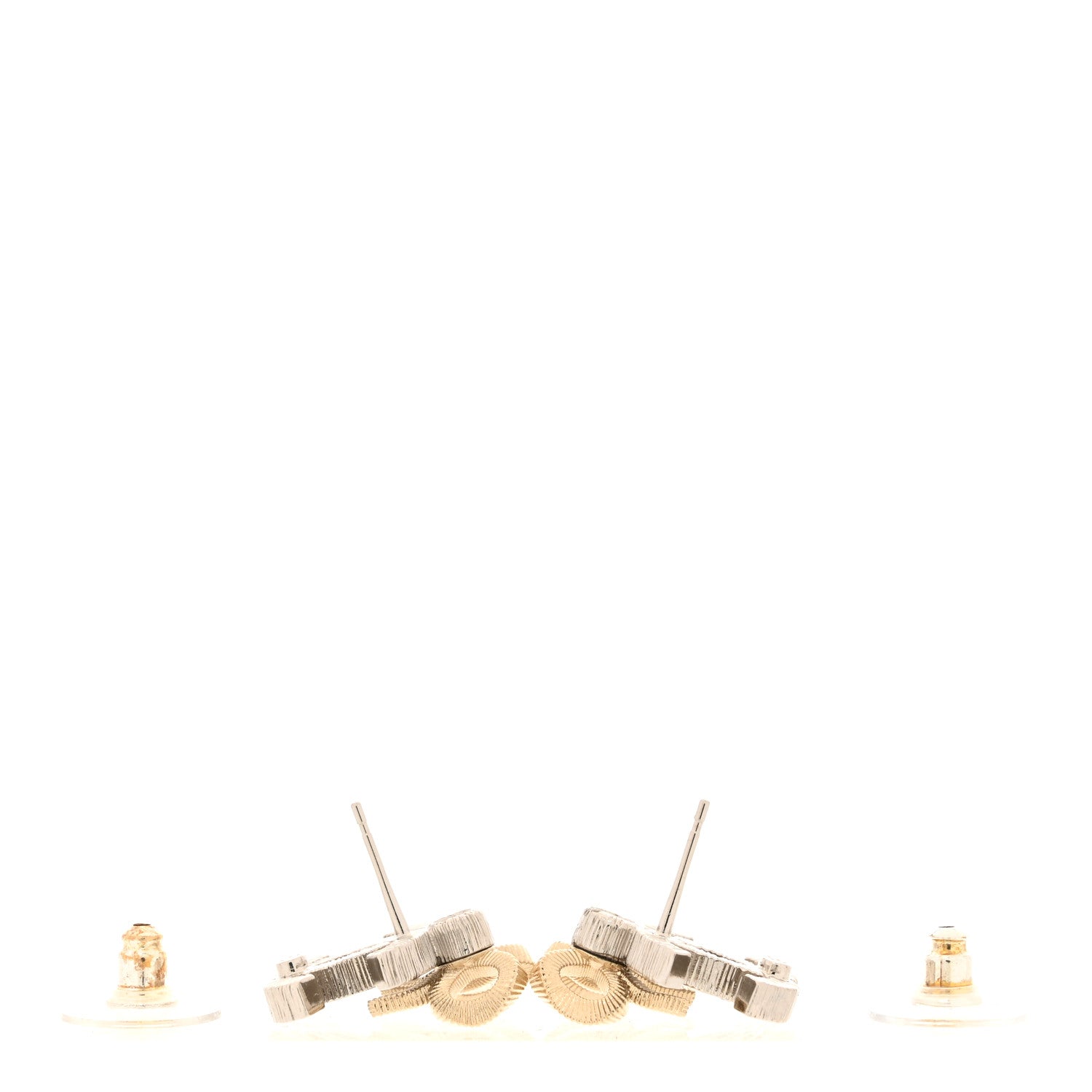 Crystal CC Bow Earrings Silver Gold