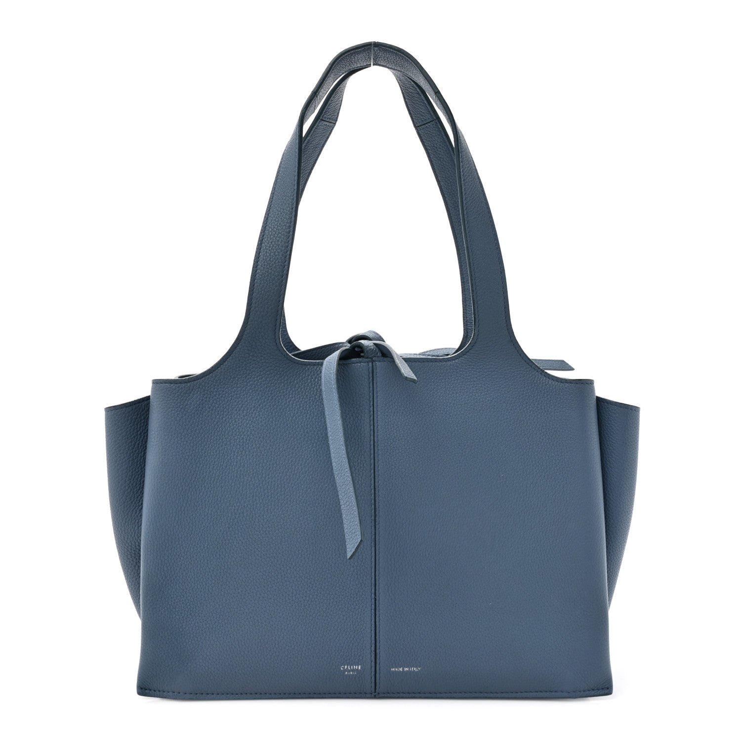 Calfskin Small Tri-Fold Shoulder Bag Steel Blue