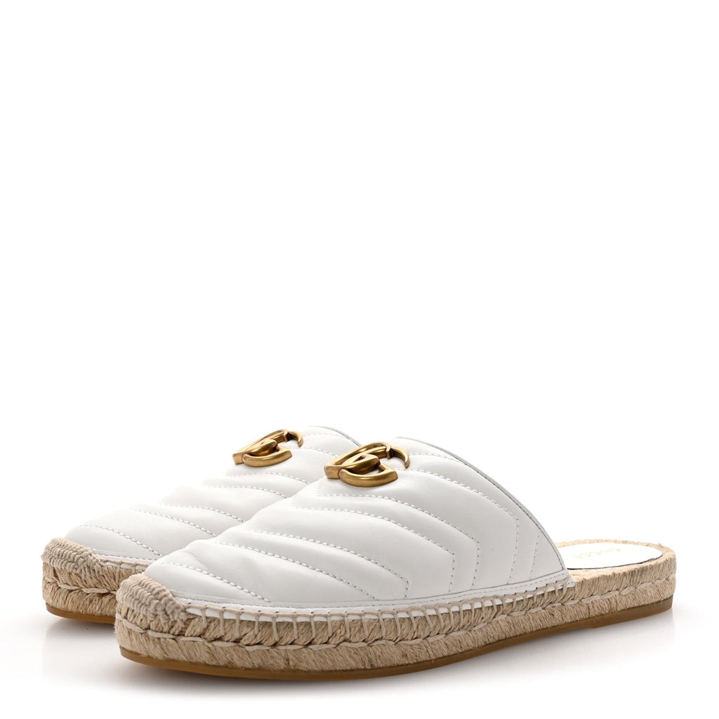 Nappa Matelasse GG Marmont Espadrille Slippers 40 Great White