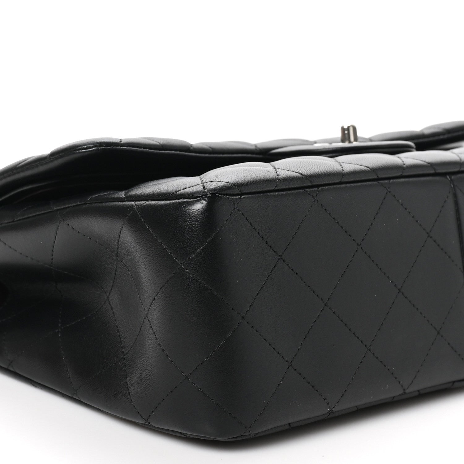 Lambskin Quilted Jumbo Double Flap Black