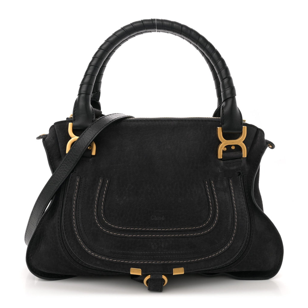 Nubuck Calfskin Medium Marcie Satchel Black
