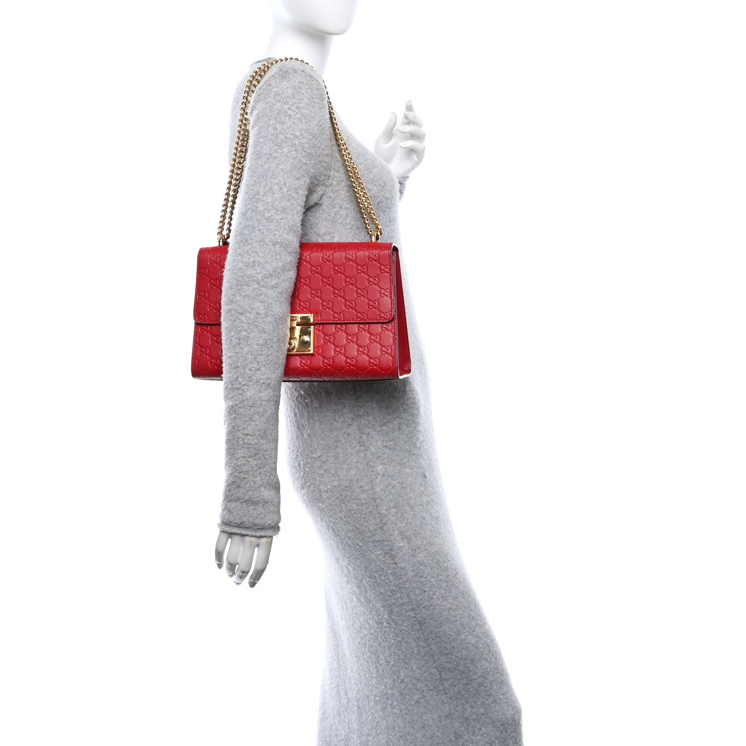 Guccissima Medium Padlock Shoulder Bag Hibiscus Red