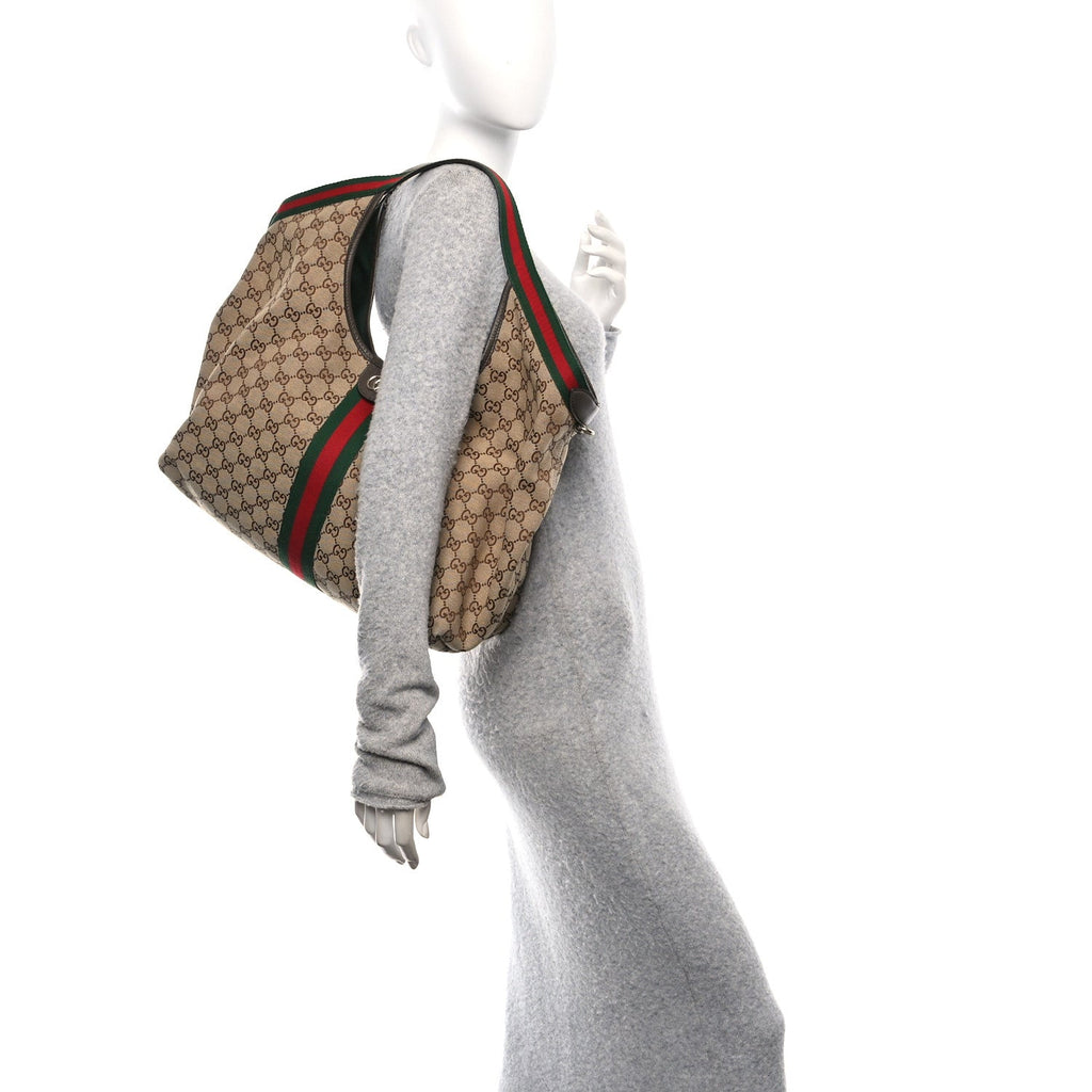 GG Supreme Monogram Web Large Giglio Tote Brown