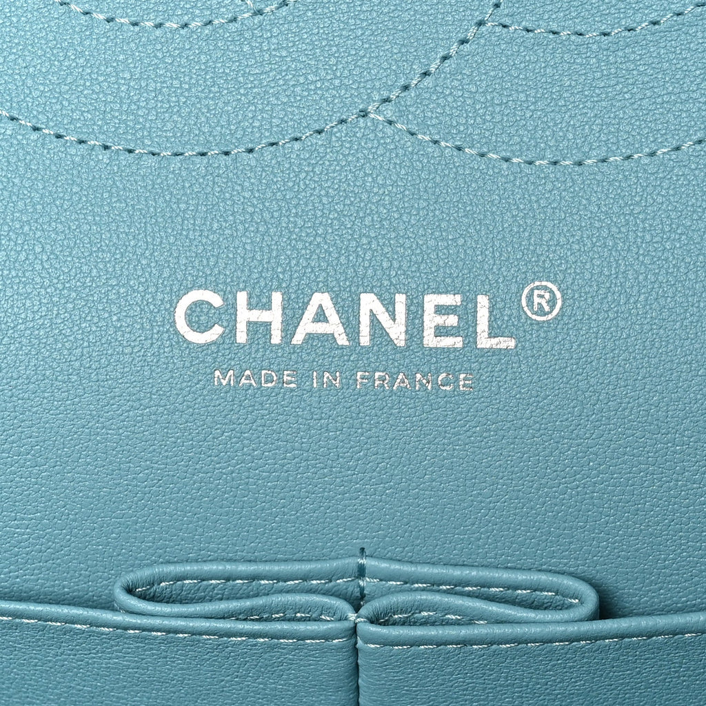 Lambskin Quilted Jumbo Double Flap Blue