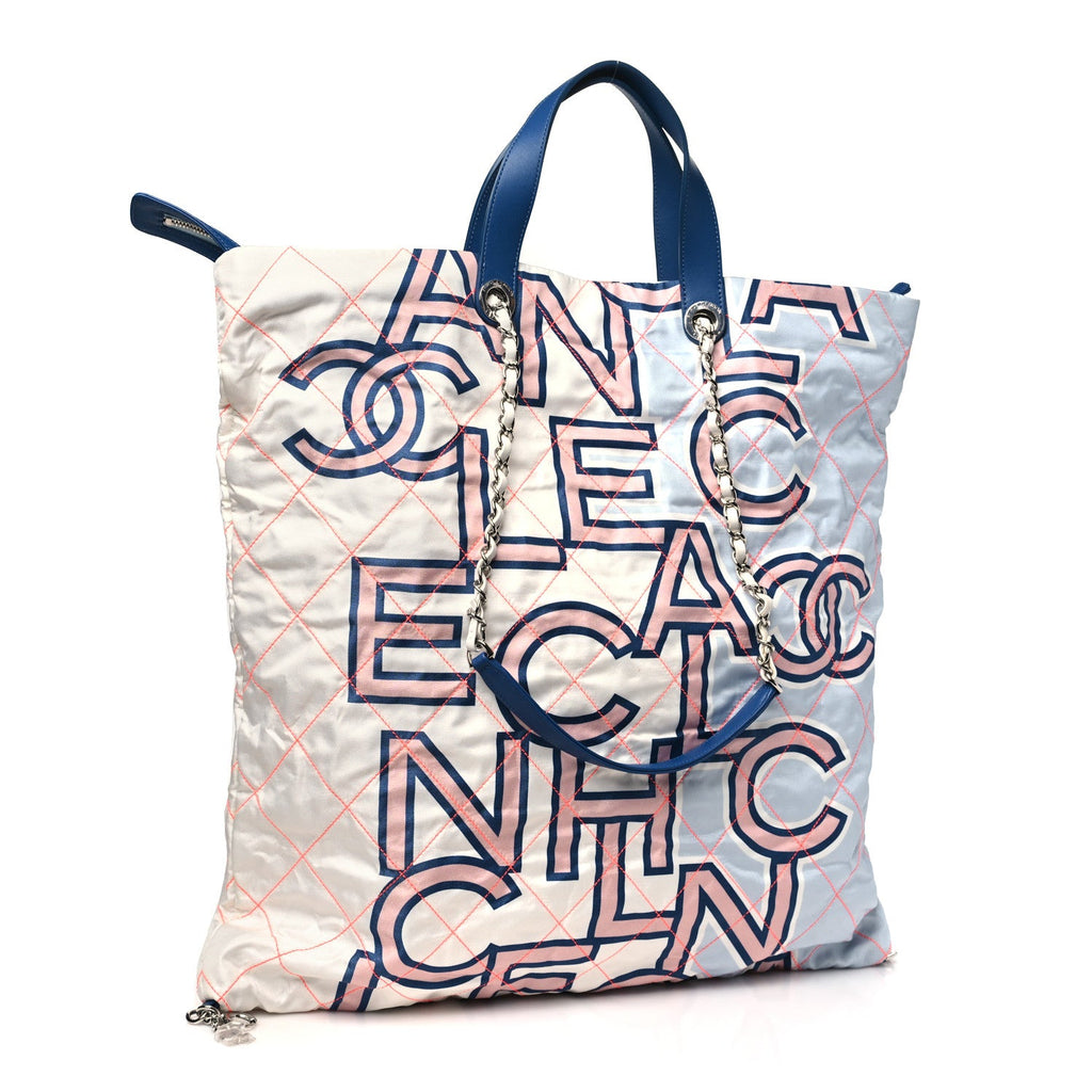 Nylon Stitched Printed Logo Shopping Bag Multicolor