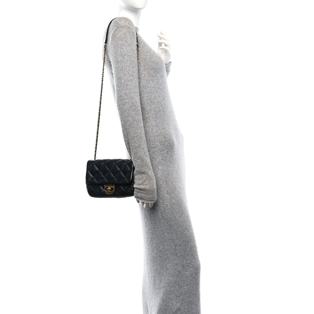 Lambskin Quilted Mini Flap Black