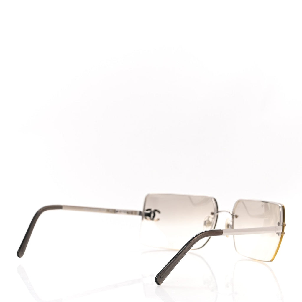 Metal Crystal CC Logo Sunglasses 4092-B Silver