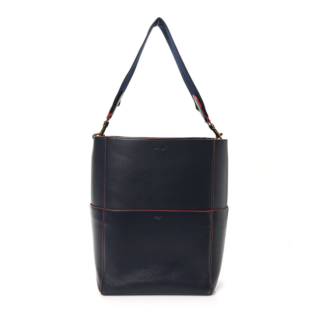 Supersoft Calfskin Sangle Bucket Bag Navy