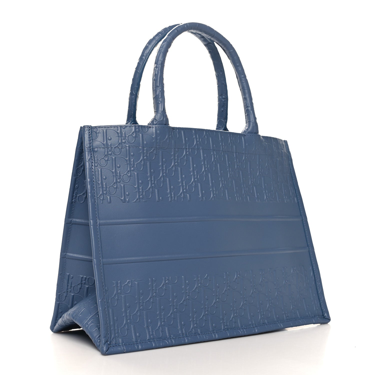 Oblique Calfskin Embossed Medium Book Tote Blue
