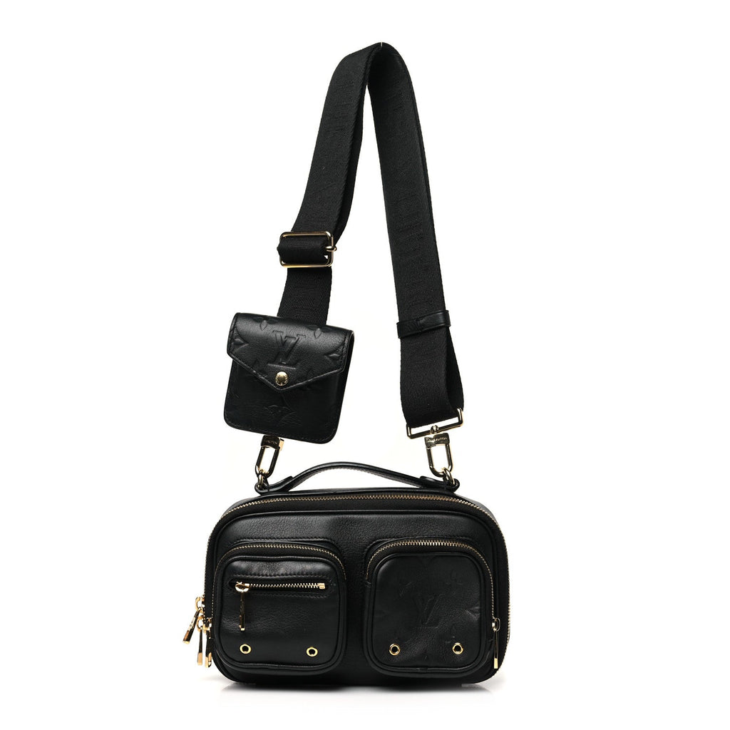Calfskin Monogram Embossed Utility Crossbody Black