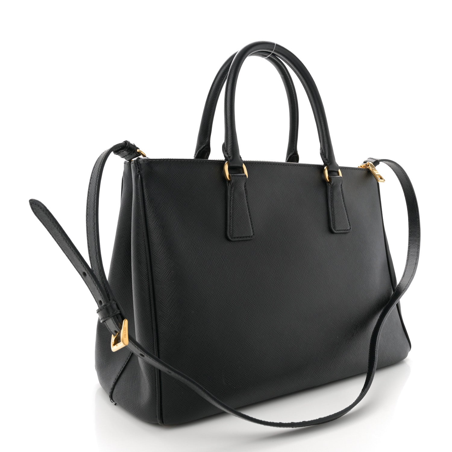 Saffiano Lux Medium Galleria Double Zip Tote Black