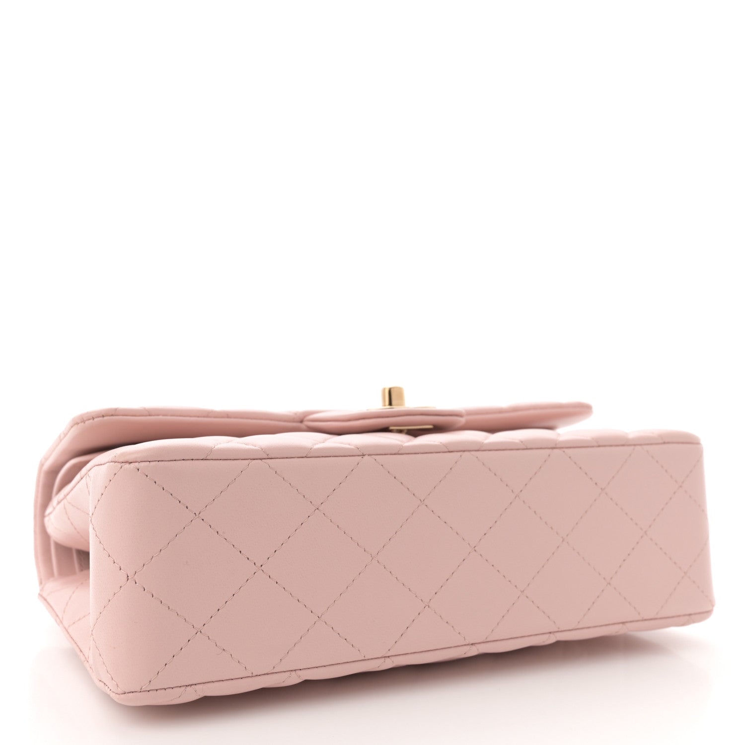 Lambskin Quilted Small Double Flap Light Pink
