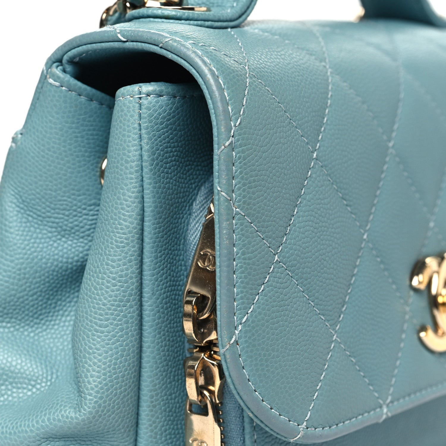 Caviar Quilted Small Business Affinity Flap Blue