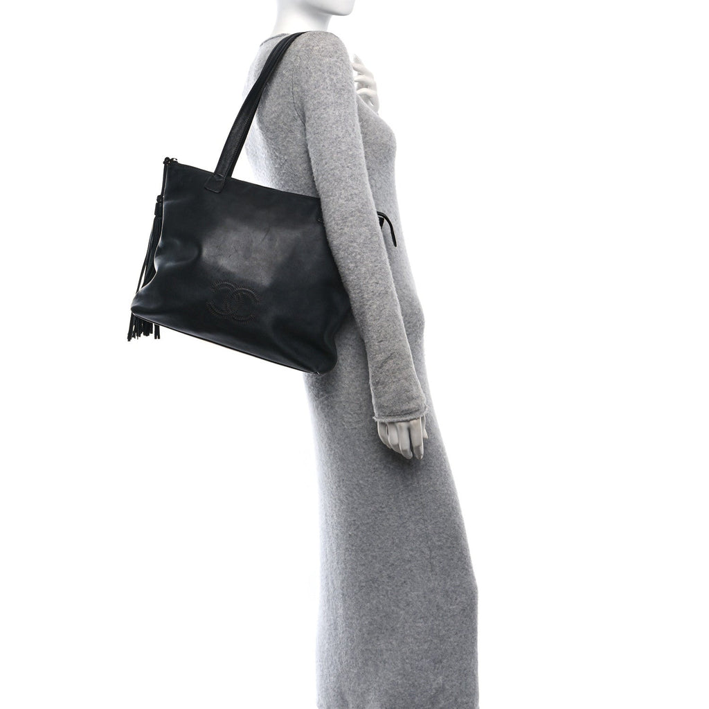 Lambskin CC Shopping Tote Black