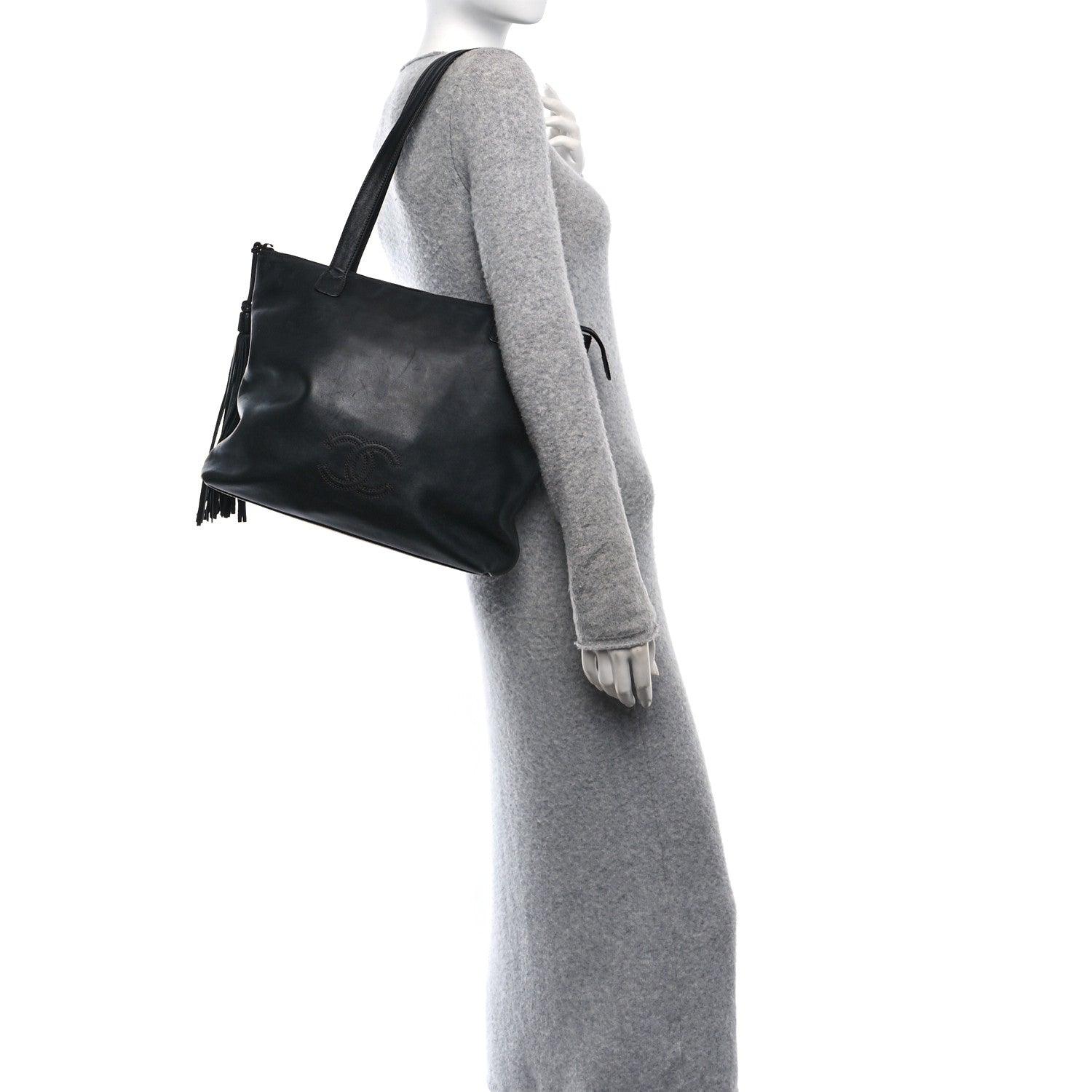 Lambskin CC Shopping Tote Black