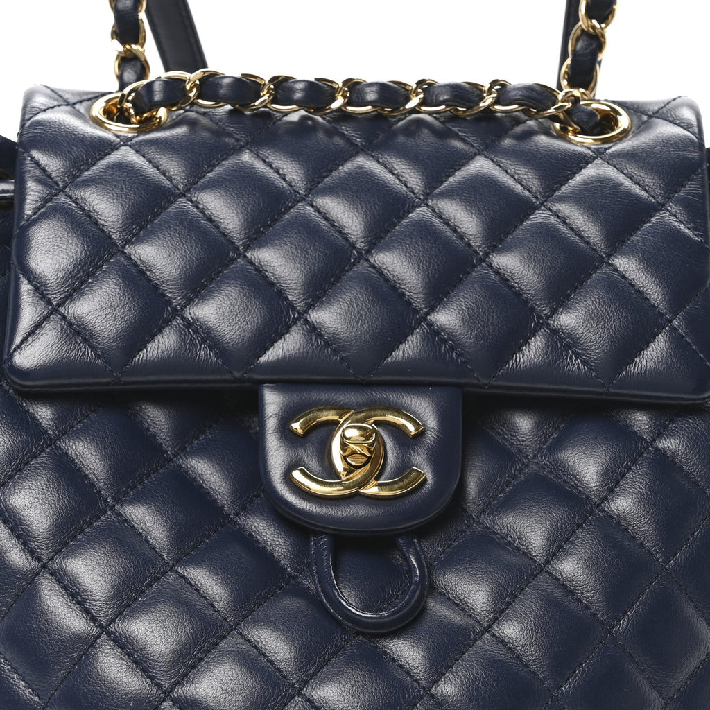 Calfskin Quilted Small Urban Spirit Backpack Navy