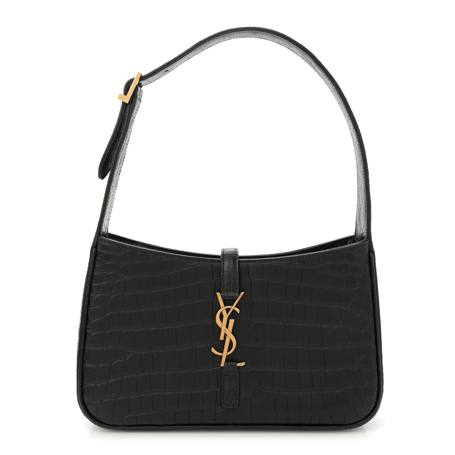 Calfskin Crocodile Embossed LE 5 A 7 Hobo Black