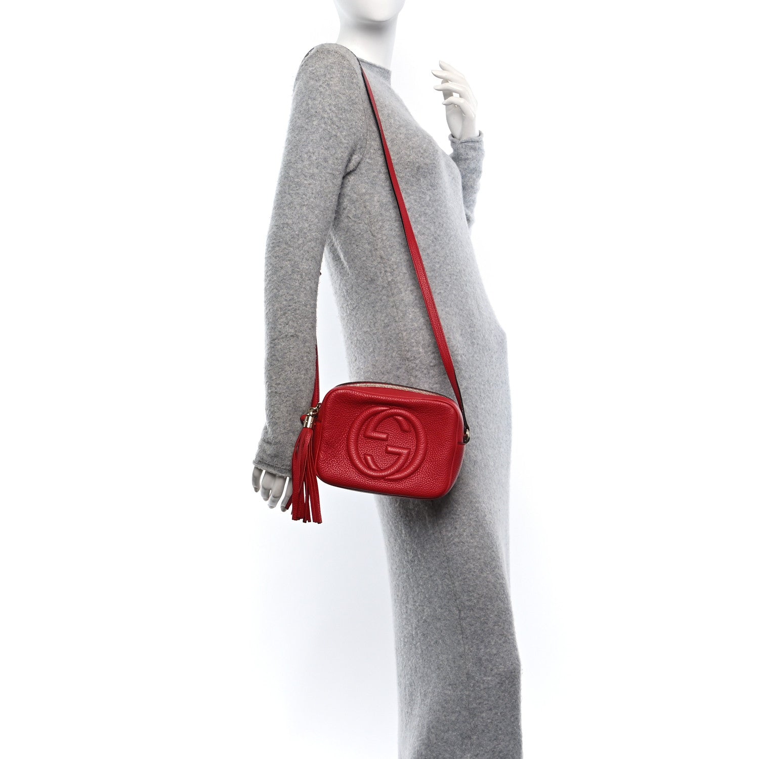 Pebbled Calfskin Small Soho Disco Bag Vibrant Red