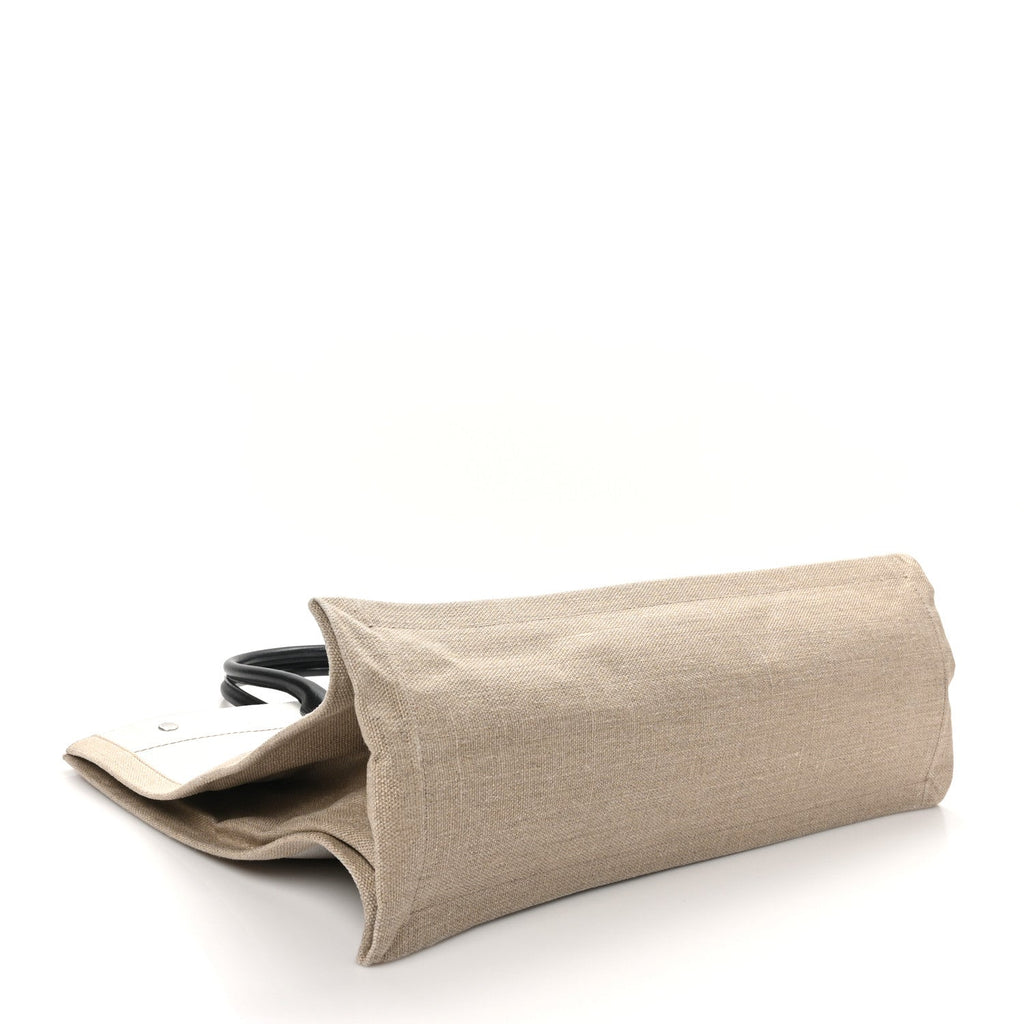 Linen Calfskin Rive Gauche Tote Optic White