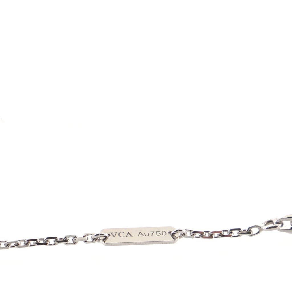 Vintage Alhambra Pendant Necklace 18K White Gold and Chalcedony