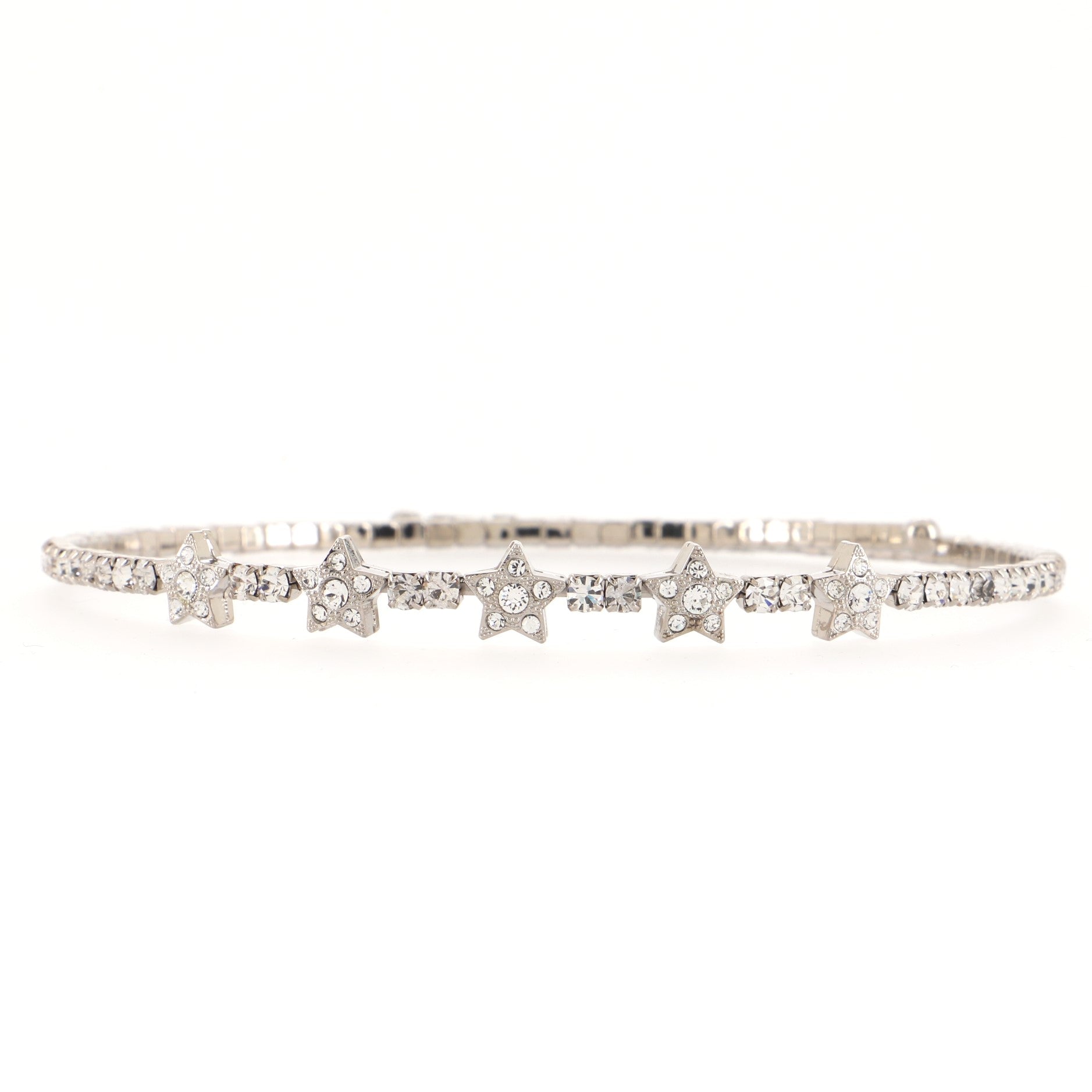 Star Choker Necklace Crystal Embellished Metal