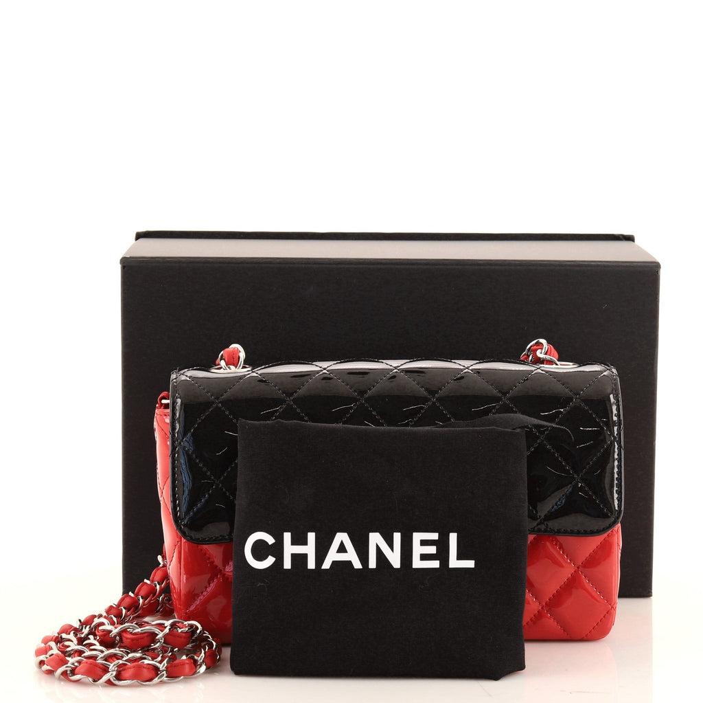 Bicolor Classic Single Flap Bag Quilted Patent Mini