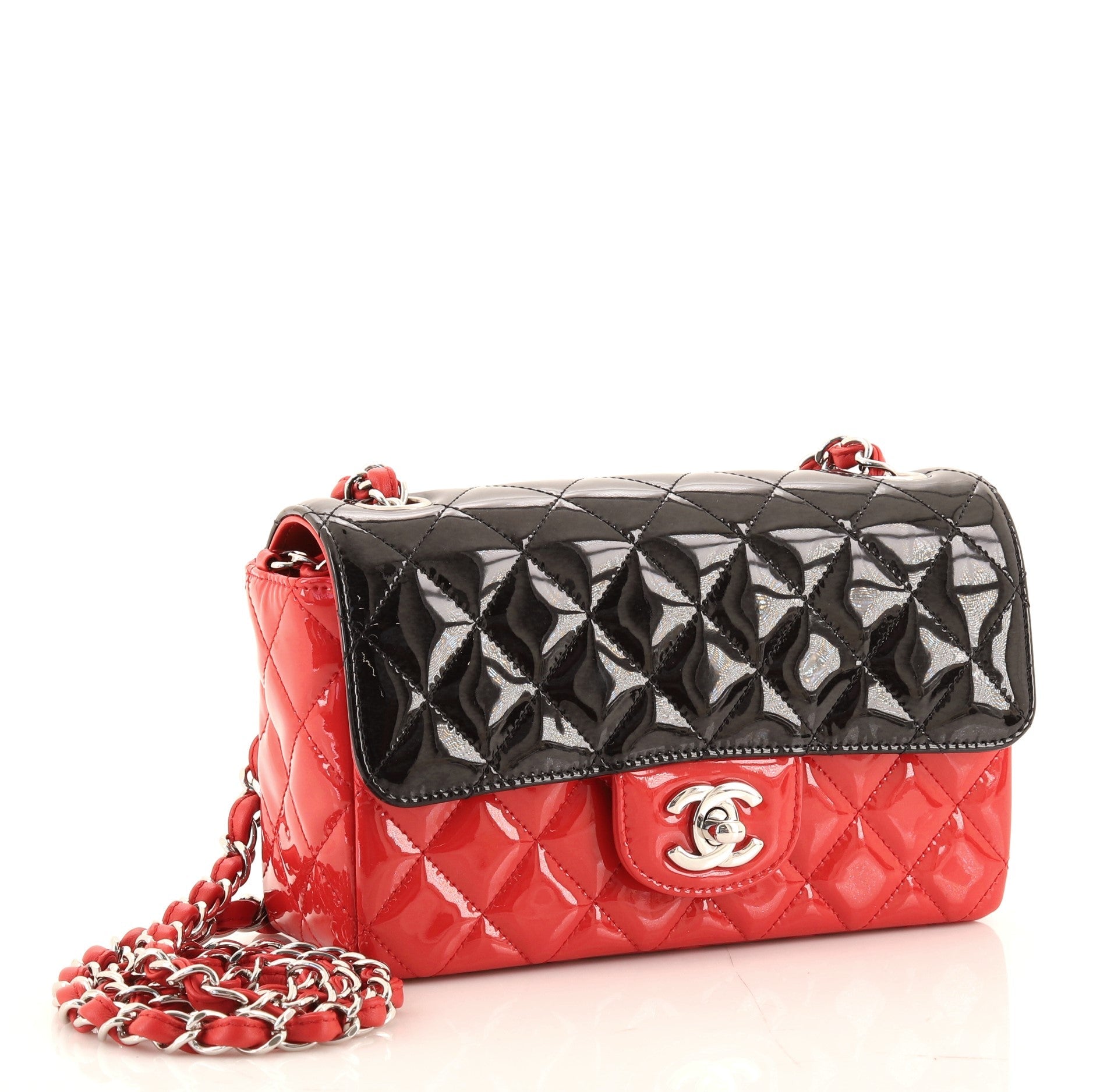 Bicolor Classic Single Flap Bag Quilted Patent Mini