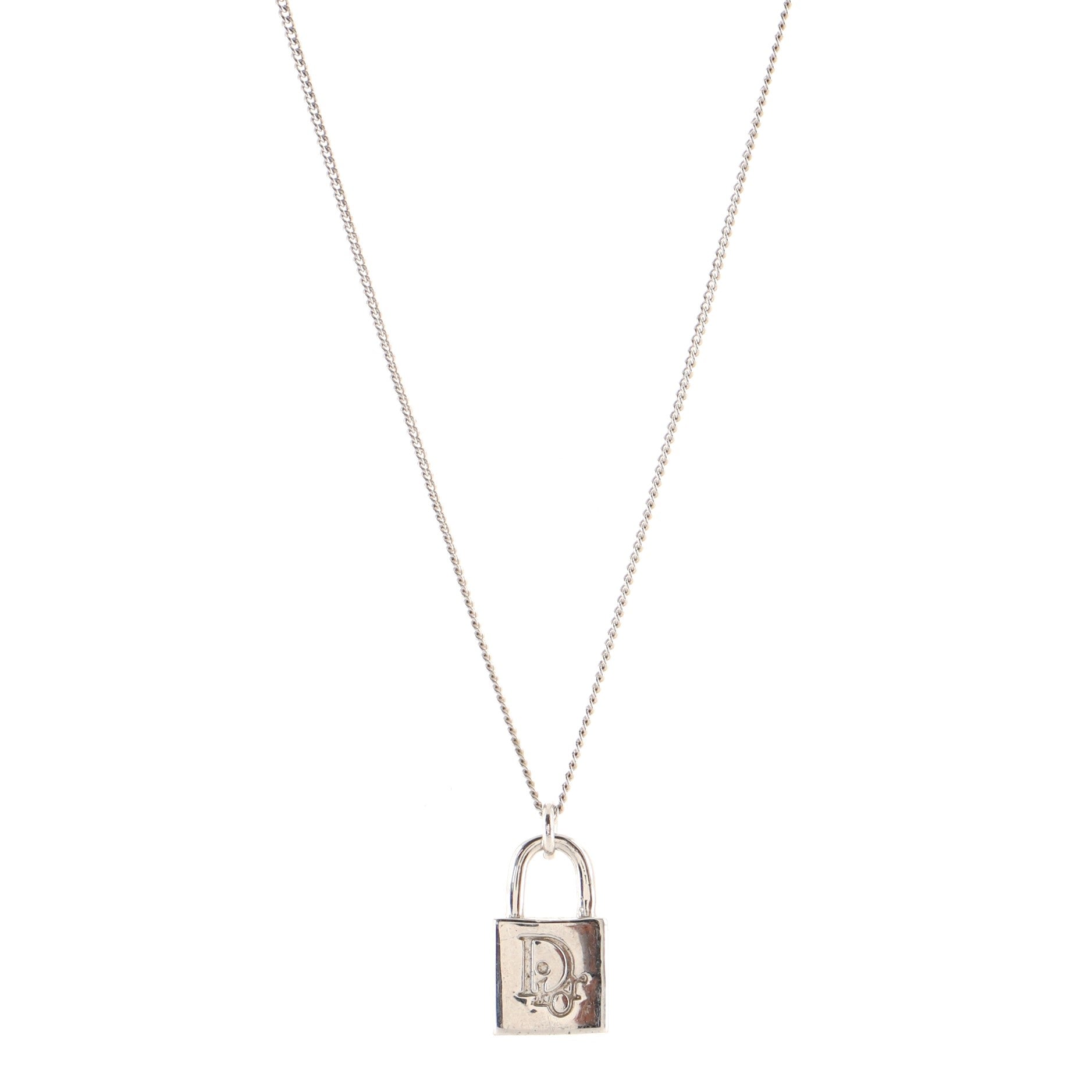 Vintage Logo Lock Pendant Necklace Metal