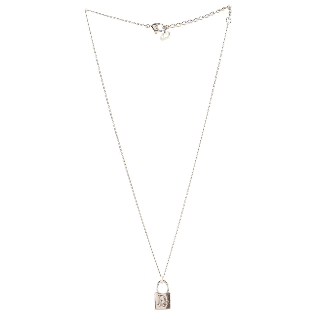 Vintage Logo Lock Pendant Necklace Metal