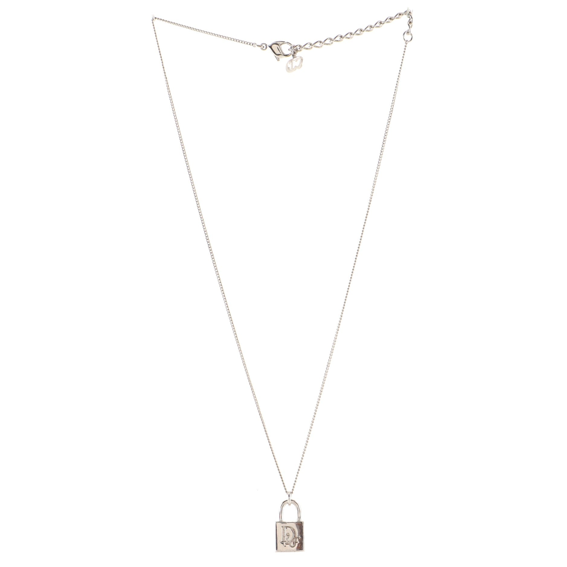 Vintage Logo Lock Pendant Necklace Metal