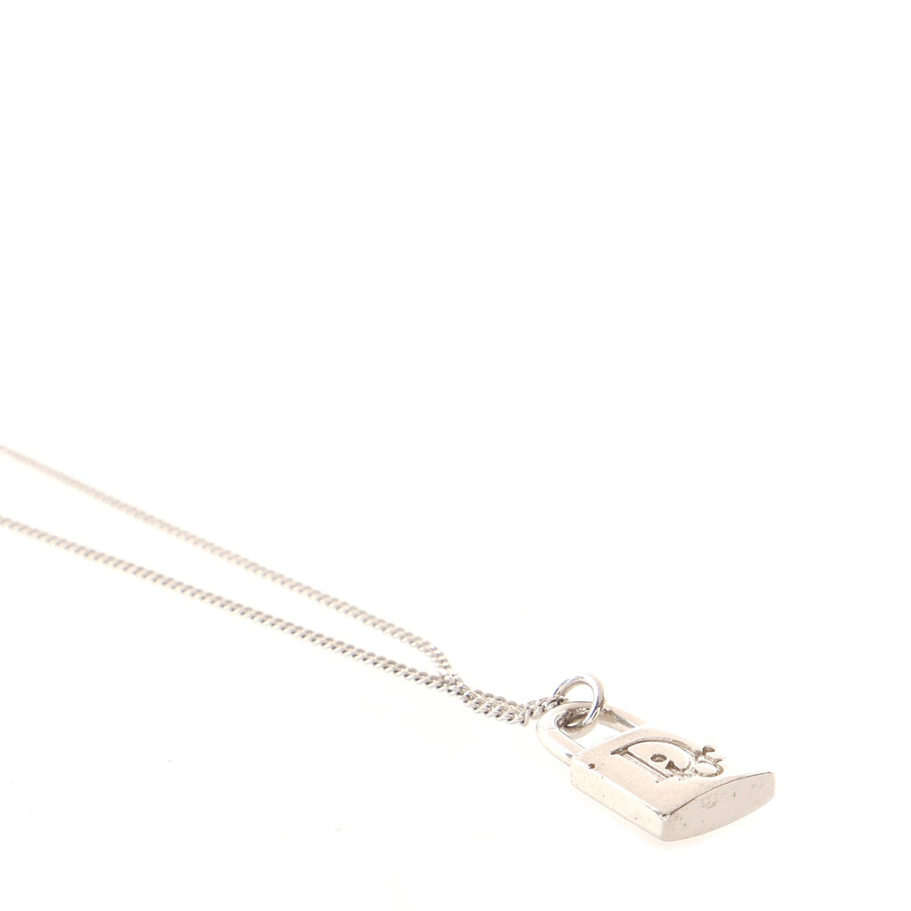 Vintage Logo Lock Pendant Necklace Metal