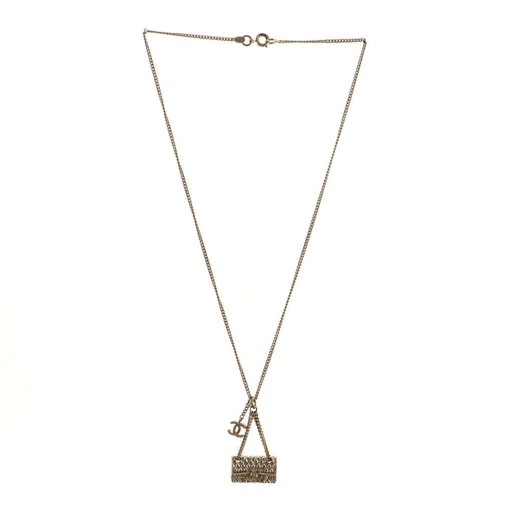 CC Flap Bag Pendant Necklace Metal