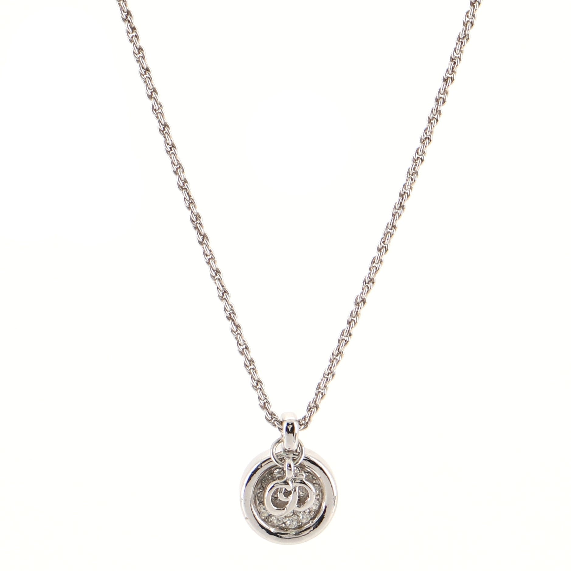 VIntage Circle Pendant Necklace Metal with Crystals
