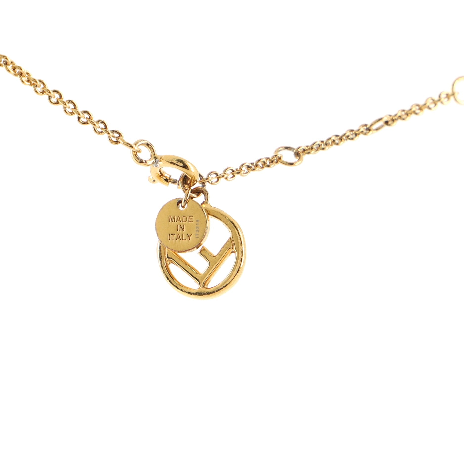 F is Fendi Triple Charm Necklace Metal with Crystals
