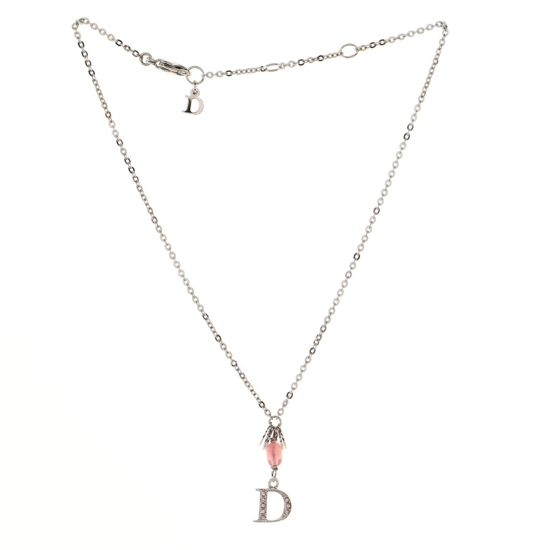 Vintage Multi Heart and D Pendant Necklace Metal and Bead