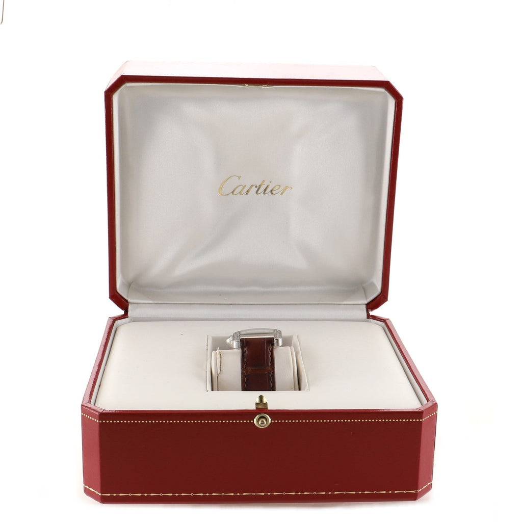 Tank Americaine Automatic Watch White Gold and Alligator with Diamond Bezel 23