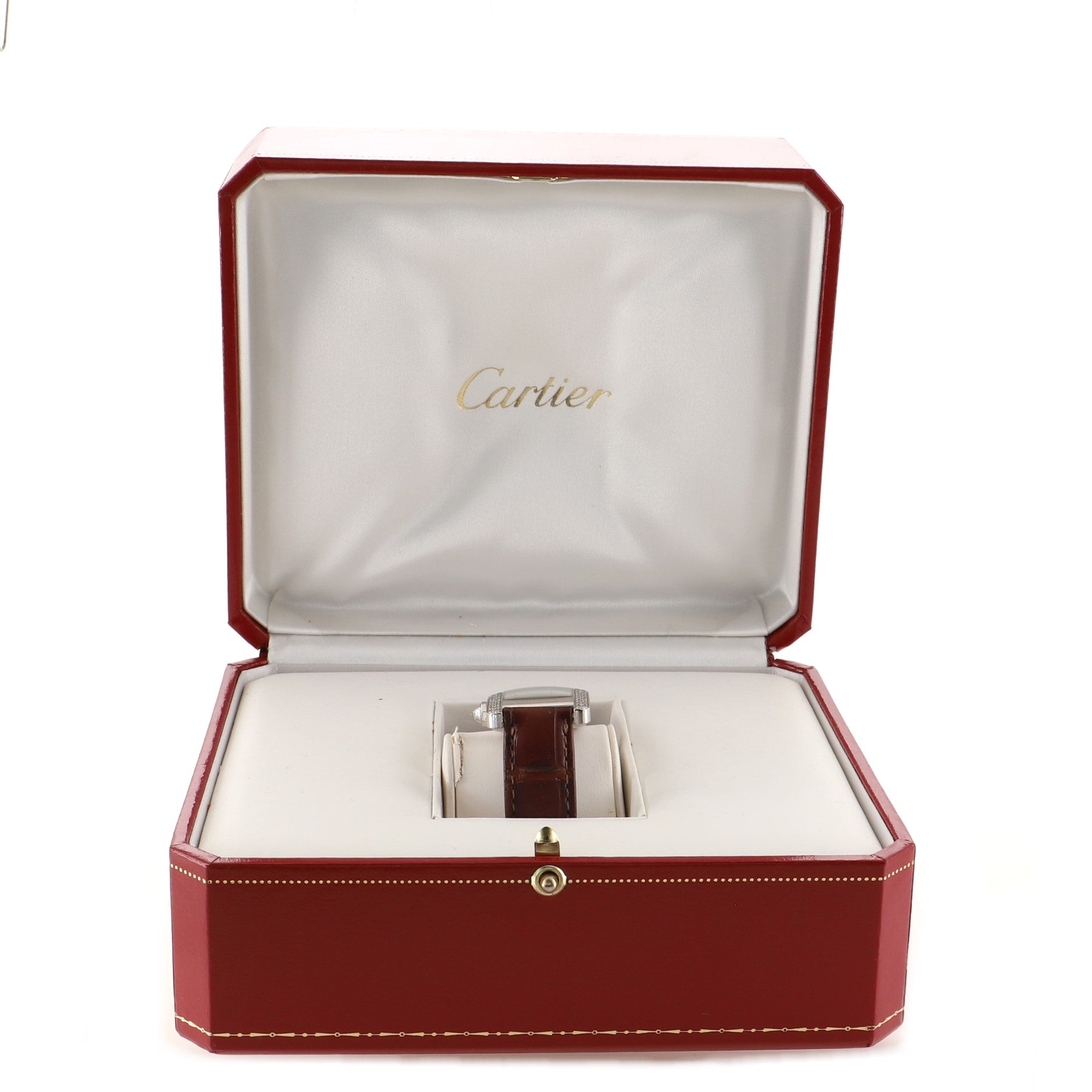Tank Americaine Automatic Watch White Gold and Alligator with Diamond Bezel 23