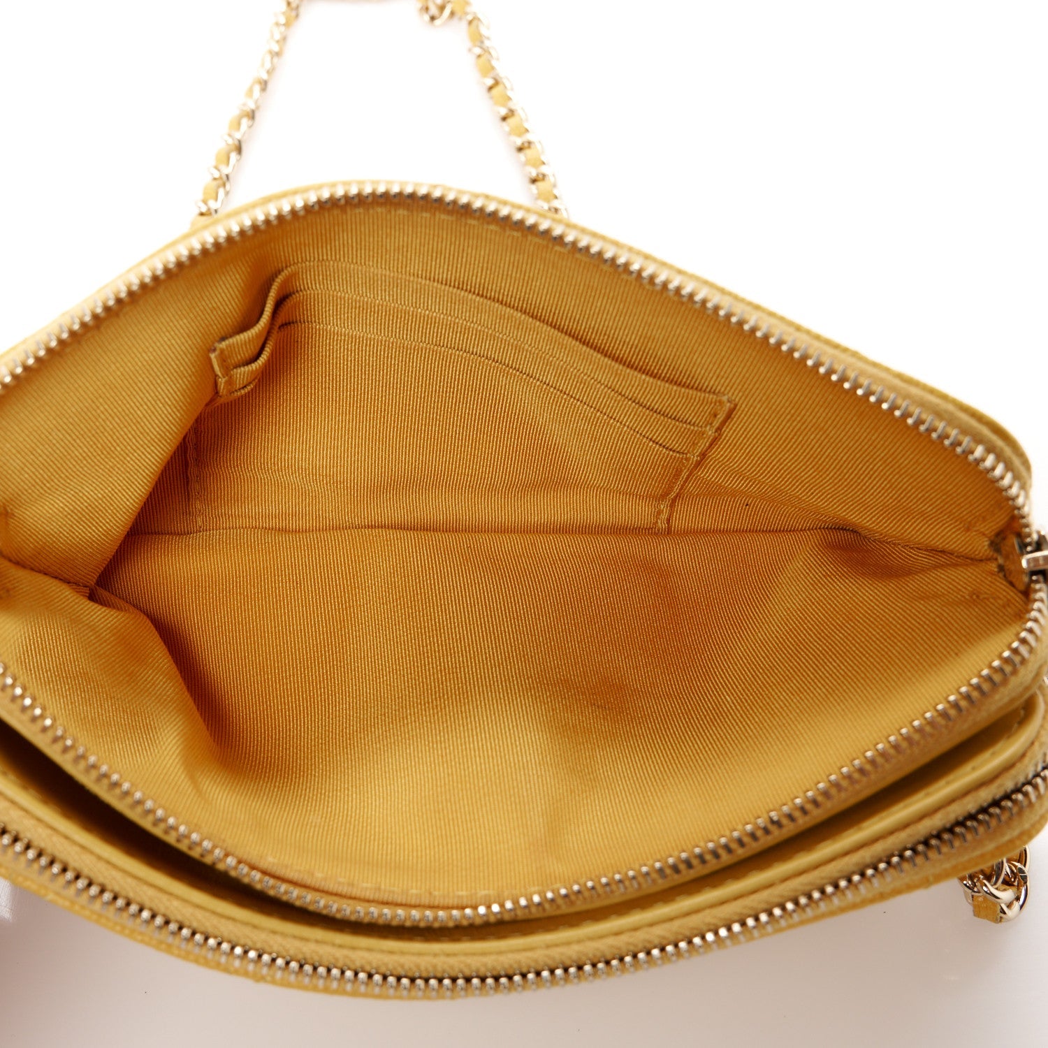Caviar Quilted Small Clutch With Chain Yellow