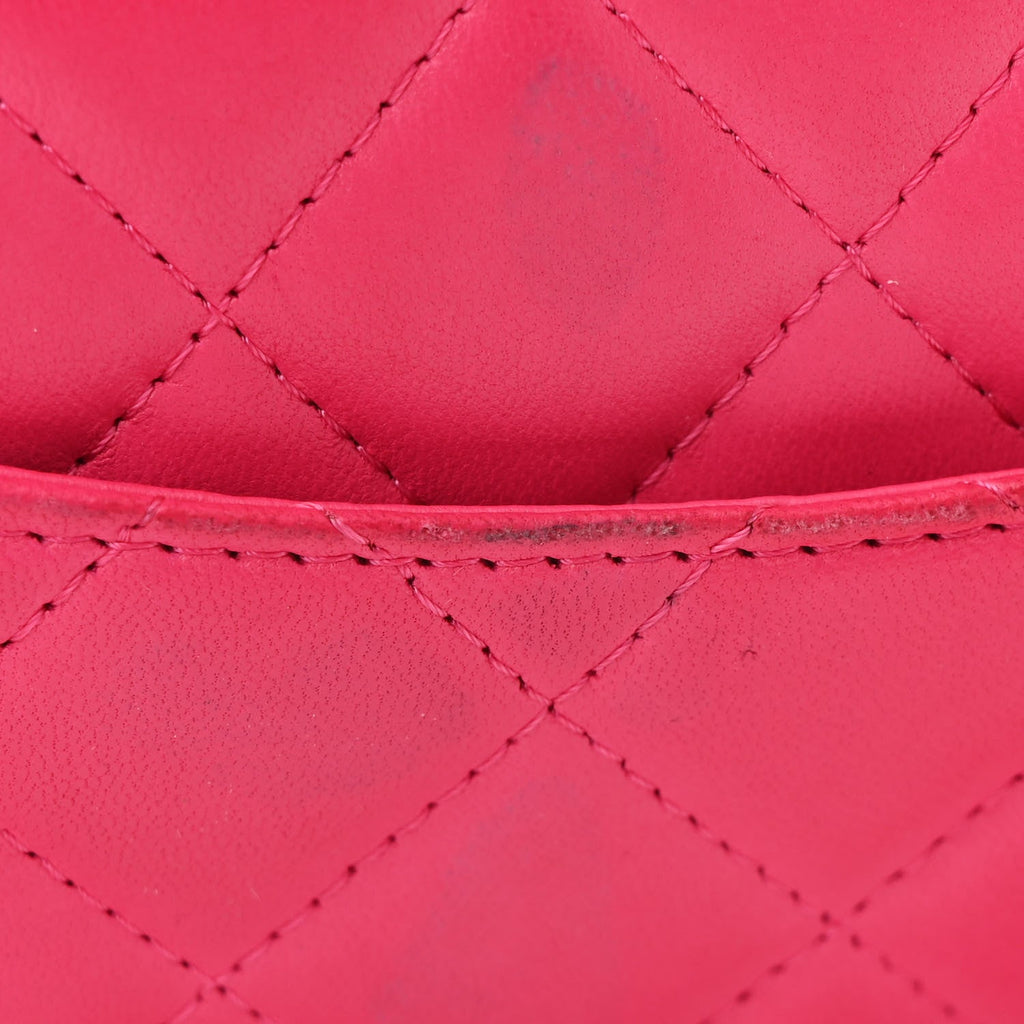 Lambskin Quilted Wallet on Chain WOC Fuchsia