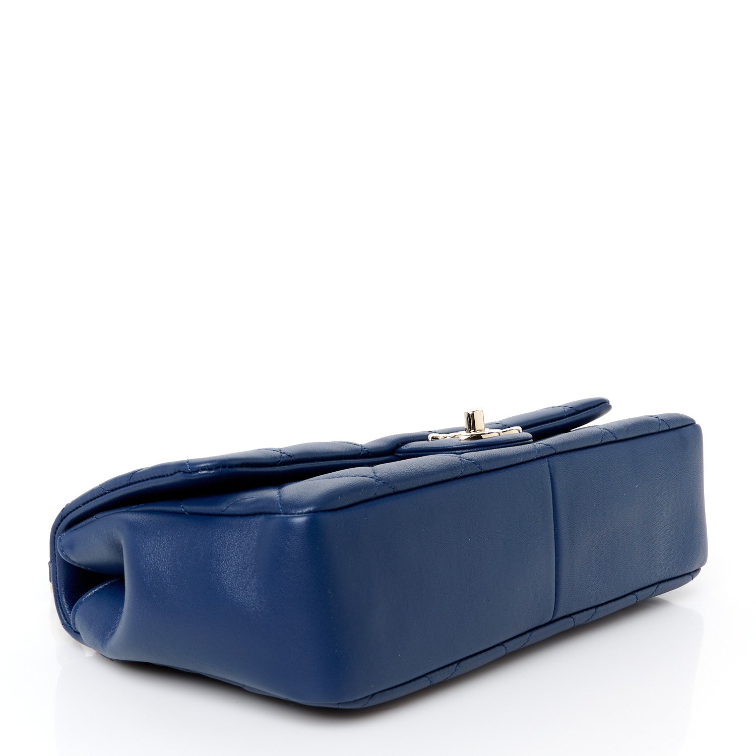 Lambskin Quilted Resin Bi-Color Chain Flap Bag Navy