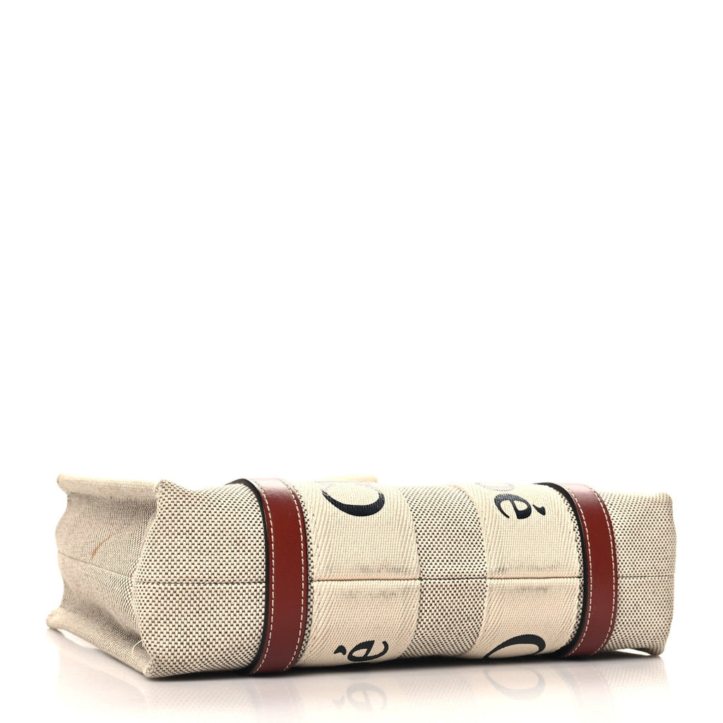 Cotton Calfskin Small Woody Ribbon Tote White Brown